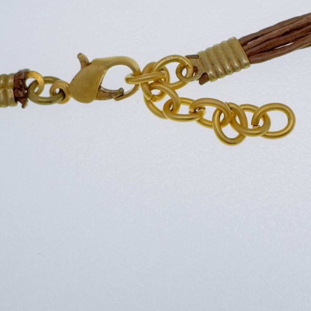 Gold & White Layered Necklace With Beads & Crystals Adjustable Lobster Clasp 18 - Picture 5 of 11